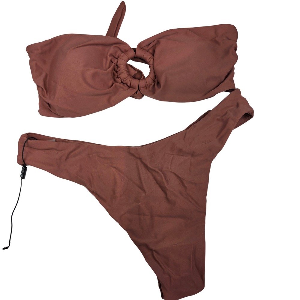 Zaful Bikini Set Women S Rust O-Ring Bandeau High Cut Beach Summer Boho 601 NWT - Picture 5 of 13